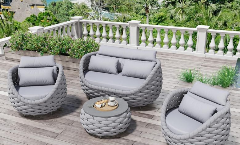 woven rope patio sofa set